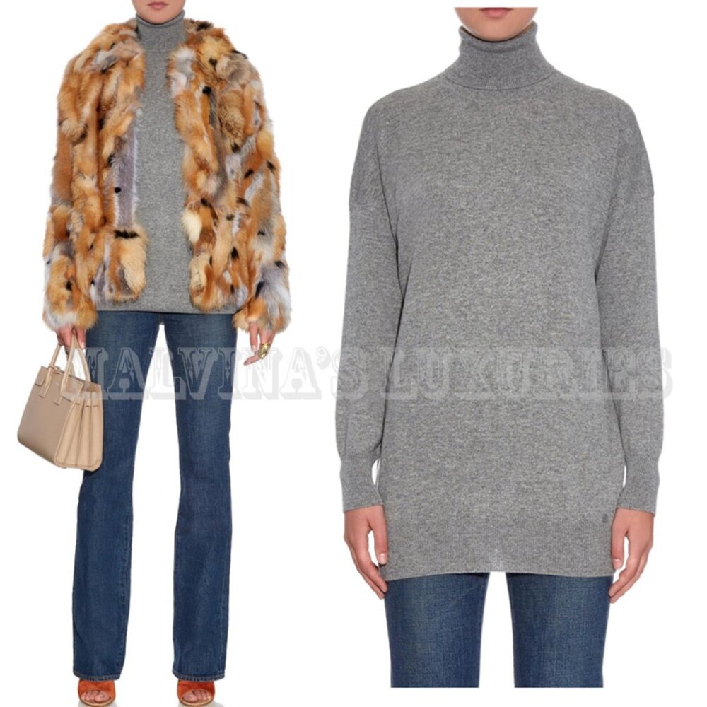 GUCCI SWEATER GREY CASHMERE OVERSIZED TURTLENECK TOP sz M / MEDIUM